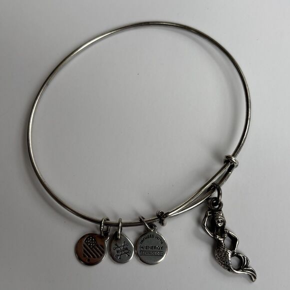 Rare Alex and Ani "MERMAID" Silver Tone Adjustable Bracelet Ocean Sea Mythical - Picture 2 of 5